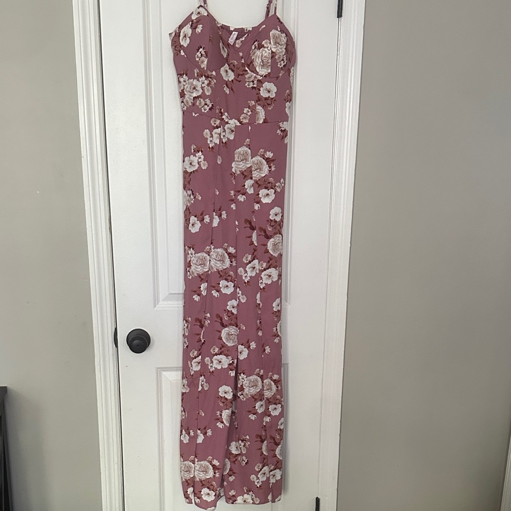 Xhilaration Mauve Floral Maxi Dress
